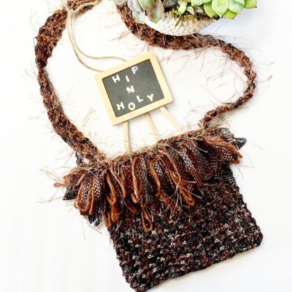 Hand Made Woven Bag Brown Tones One of A  Kind - Picture 1 of 7